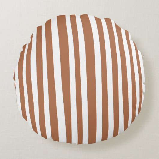 Terracotta Modern Stripes Minimalist  ラウンドクッション (正面)
