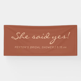 Terracotta Modern Text She Said Yes ブライダルシャワー 横断幕