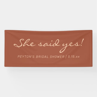 Terracotta Modern Text She Said Yes ブライダルシャワー 横断幕