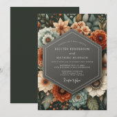 Terracotta Moody Desert Wedding 招待状 (正面/裏面)