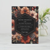Terracotta Moody Floral Wedding 招待状 (スタンド正面)