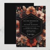 Terracotta Moody Floral Wedding 招待状 (正面/裏面)