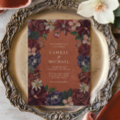 Terracotta Moody Floral Wedding Invitation 招待状