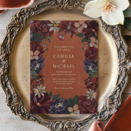 Terracotta Moody Floral Wedding Invitation 招待状