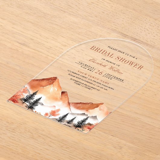 Terracotta Mountain Bridal Shower アクリル招待状 (レイダウン)