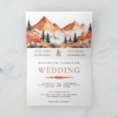 Terracotta Mountain Forest Photo QR Code Wedding 招待状 (内部)