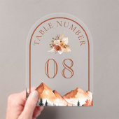 Terracotta Mountain Wedding Acrylic Table Number アクリル招待状 (インサイチュ (ポータブル))