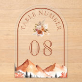 Terracotta Mountain Wedding Acrylic Table Number アクリル招待状 (正面)