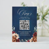 Terracotta Navy Blue Burgundy Geometric QR code 出欠カード (スタンド正面)