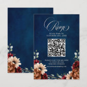 Terracotta Navy Blue Burgundy Geometric QR code 出欠カード (正面/裏面)