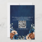 Terracotta Navy Blue Greenery Chic QR Code Wedding 招待状 (裏面)