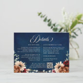 Terracotta Navy Greenery Burgundy Wedding Details エンクロージャーカード (スタンド正面)