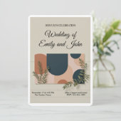 Terracotta Navy Greenery Wedding Invitation 招待状 (スタンド正面)