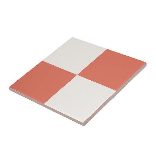 Terracotta & Off-White Square Box Stylish Pattern タイル (側面)