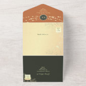 Terracotta Olive String Lights Wedding オールインワン招待状 (外側)