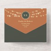 Terracotta Olive String Lights Wedding オールインワン招待状 (裏面)