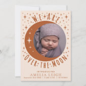 Terracotta Over the Moon Photo Birth Announcement 招待状 (正面)