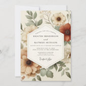 Terracotta Painterly Bloom Wedding 招待状 (正面)