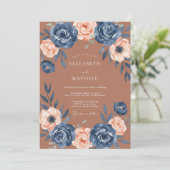 Terracotta Painterly Botanical Autumn Wedding 招待状 (スタンド正面)