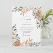 Terracotta Painterly Floral Wedding 招待状 (スタンド正面)