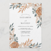 Terracotta Painterly Floral Wedding 招待状 (正面)