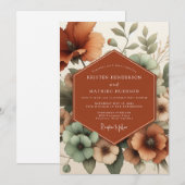 Terracotta Painterly Poppy Wedding 招待状 (正面/裏面)