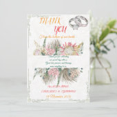 Terracotta Pampas Grass Bohemian Thank You Note サンキューカード (スタンド正面)