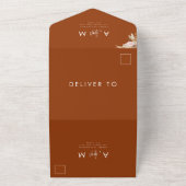 Terracotta Pampas Grass & Retro Boho Typography オールインワン招待状 (外側)