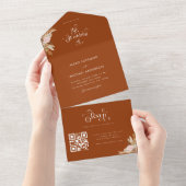 Terracotta Pampas Grass & Retro Boho Typography オールインワン招待状 (貼ってはがせる)