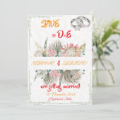 Terracotta Pampas Grass Wedding Announcement セーブザデート (スタンド正面)