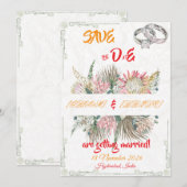 Terracotta Pampas Grass Wedding Announcement セーブザデート (正面/裏面)