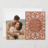 Terracotta Papel Picado写真Save the Date セーブザデート (正面)
