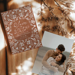 Terracotta Papel Picado写真Save the Date セーブザデート