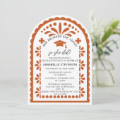 Terracotta Papel Picado Talavera Photo Graduation 招待状 (スタンド正面)