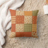 Terracotta Patchwork Quilt Rustic Farmhouse Floral クッション (ブランケット)