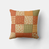 Terracotta Patchwork Quilt Rustic Farmhouse Floral クッション (裏面)
