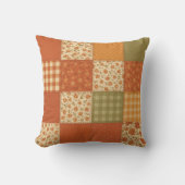 Terracotta Patchwork Quilt Rustic Farmhouse Floral クッション (正面)