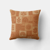 Terracotta Patchwork Quilt Rustic Farmhouse Floral クッション (裏面)