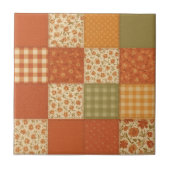 Terracotta Patchwork Quilt Rustic Farmhouse Floral タイル (正面)