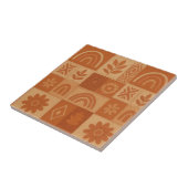 Terracotta Patchwork Quilt Rustic Farmhouse Floral タイル (側面)