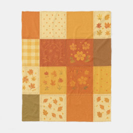 Terracotta Patchwork Quilt Rustic Farmhouse Floral フリースブランケット