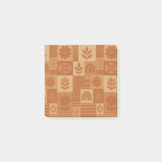 Terracotta Patchwork Quilt Rustic Farmhouse Floral ポストイット (正面)