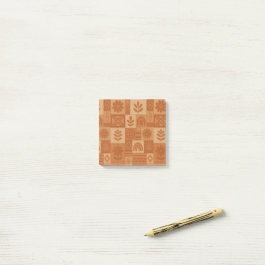 Terracotta Patchwork Quilt Rustic Farmhouse Floral ポストイット (デスク上)