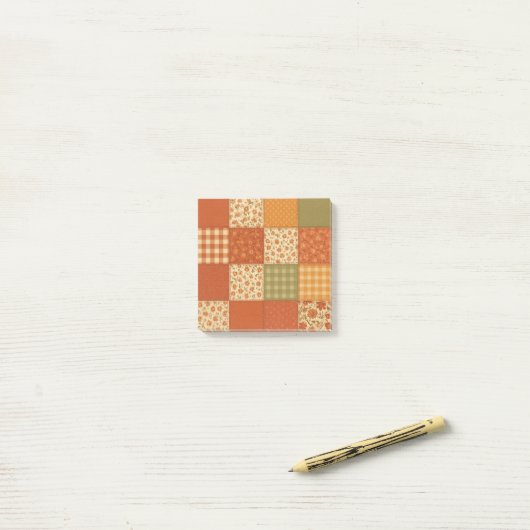 Terracotta Patchwork Quilt Rustic Farmhouse Floral ポストイット (デスク上)