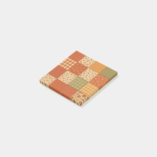 Terracotta Patchwork Quilt Rustic Farmhouse Floral ポストイット (アングル)