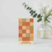 Terracotta Patchwork Quilt Rustic Farmhouse Floral 名刺 (スタンド正面)