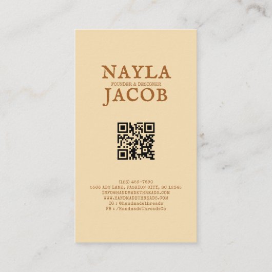 Terracotta Patchwork Quilt Rustic Farmhouse Floral 名刺 (裏面)