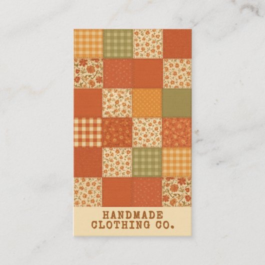 Terracotta Patchwork Quilt Rustic Farmhouse Floral 名刺 (正面)