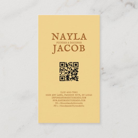 Terracotta Patchwork Quilt Rustic Farmhouse Floral 名刺 (裏面)