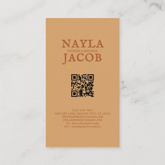 Terracotta Patchwork Quilt Rustic Farmhouse Floral 名刺 (裏面)